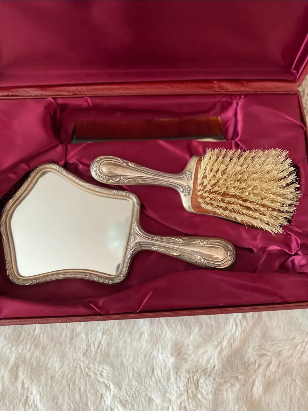 Gorgam Sterling Silver 3 piece dresser set # 27 mirror, brush, comb